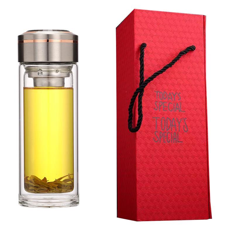 Ailanhui Jia Tea Separation Borosilicate Glass Cup Small Mesh, Short Infuser, 370ml
