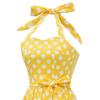 Vintage blue polka-dot lace-up halter-neck flared ball gown – elegant performance dress for the annual party