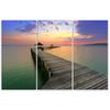 Three Piece Picture Canvas Print Footbridge Lake Sky Purple