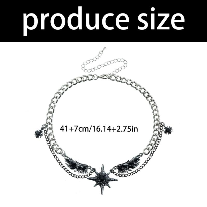 Glimmering Star Wing Pendant Necklace Lightweight Alloy Jewelry Piece For Women Stylish Gift For Special Occasion