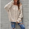 Maglione da donna con spalle scoperte, lavorato a maglia, traforato, intrecciato, pullover vintage largo da donna