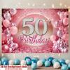 Rose Gold Rosa 50. Geburtstag Party Banner, Polyester Hintergrund für Wohnzimmer Wanddekor