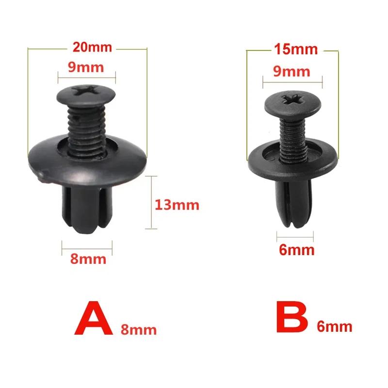 Car Fastener Clips Set Fender Rivet Clips Kit 6mm/8mm Auto Body Bumper Door Trim Panel Push Retainer Plastic Pin Rivet Repair