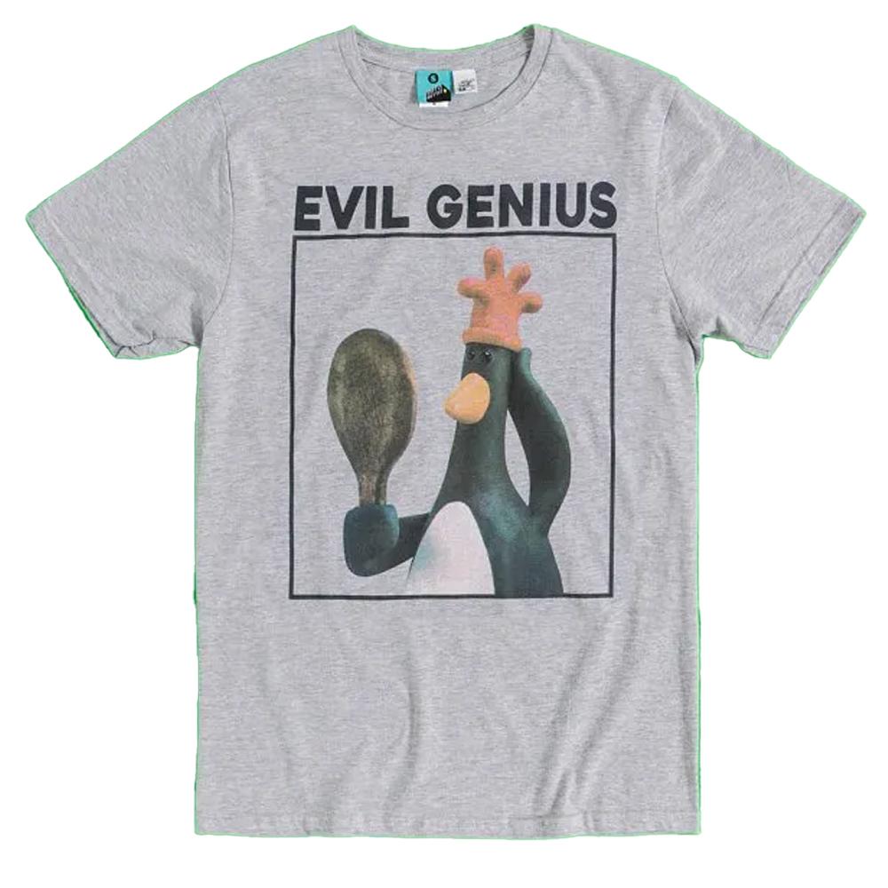 Wallace and Gromit Unisex Adult Evil Genius Feathers McGraw T-Shirt