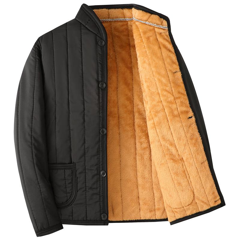 Men’s Cotton-Padded Winter Jacket for Middle-Aged and Elderly: Thick, Warm, Velvet-Lined for Dad and Grandpa