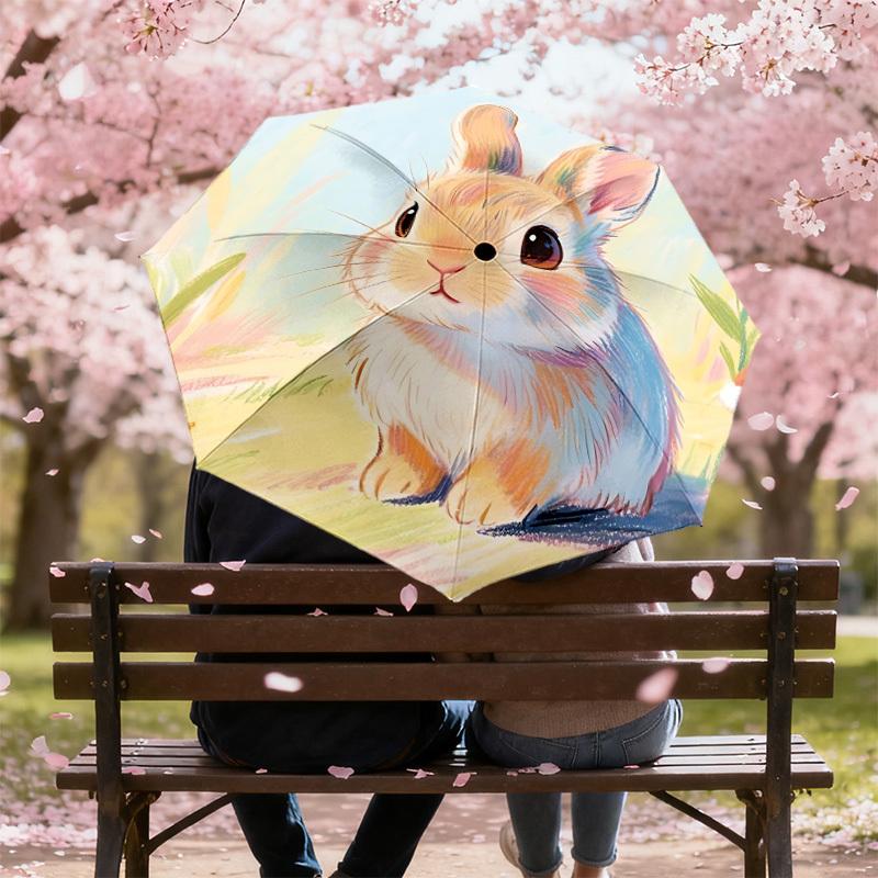 Adorable Bunny Perfect for Outdoor Adventures - Auto-Opening Umbrella, Lightweight and Durable Travel Accessory 071