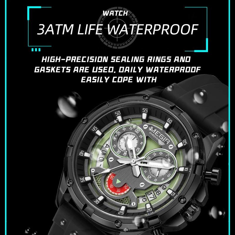 Luxusuhren für Herren Multifunktionale Sport-Quarzuhr Chronograph Wasserdicht Leuchtend Herrenuhr Datum