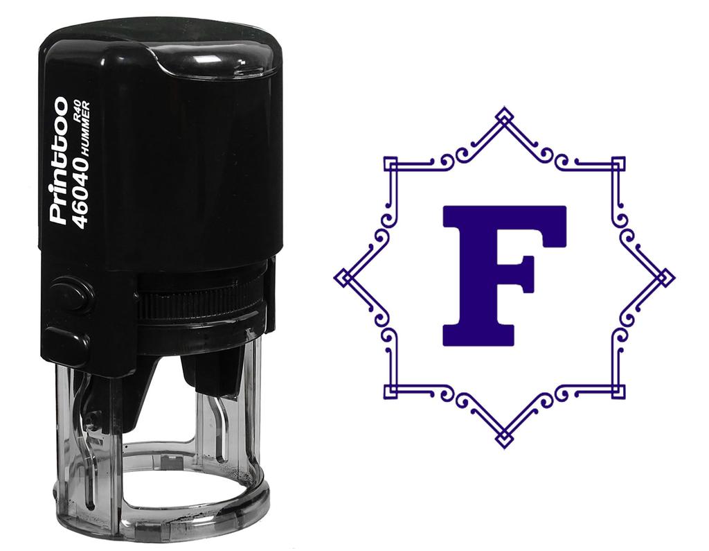 Printtoo Octagon Celtic Swirl Frame Alphabet F Monogram R-40 Self Inking Rubber Stamp Office