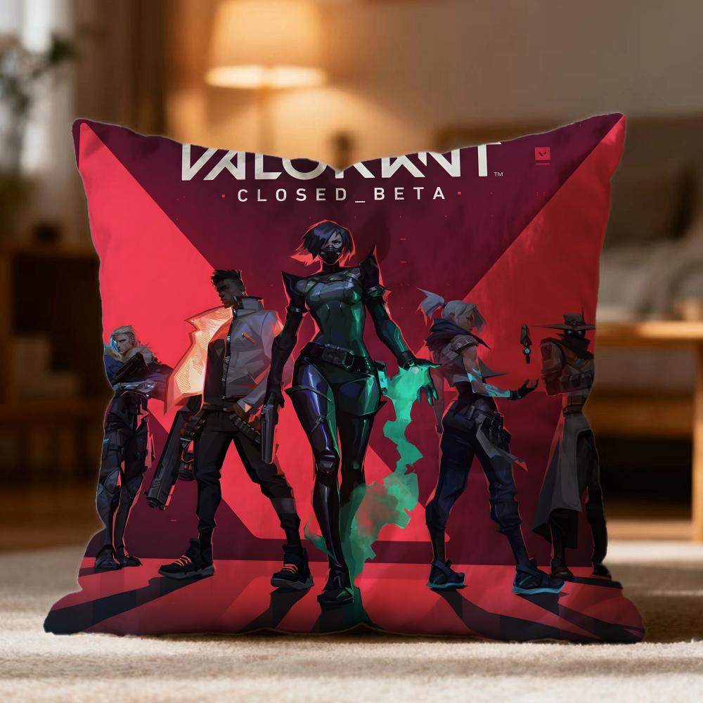 Popular VValorantes Cushion Cover Soft Washable Pillow Case Multi-Scene for Couch Bed Travel Office Use