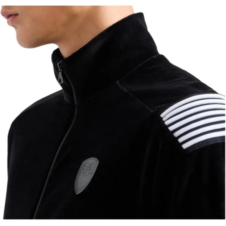 Emporio Armani EA7 FW24 Letter Logo Label Stand Collar Zipper Loose Long Sleeve Sweatshirt Men sweatshirt Black 6DPM54-PJLXZ-1200