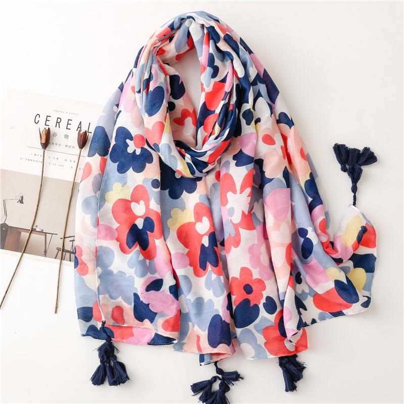 Fashion Women Spring Autumn Viscose Scarf Shawl Lovely Leopard Floral Tassel Pashmina Stole Wrap Echarpe Foulards Muslim Hijab