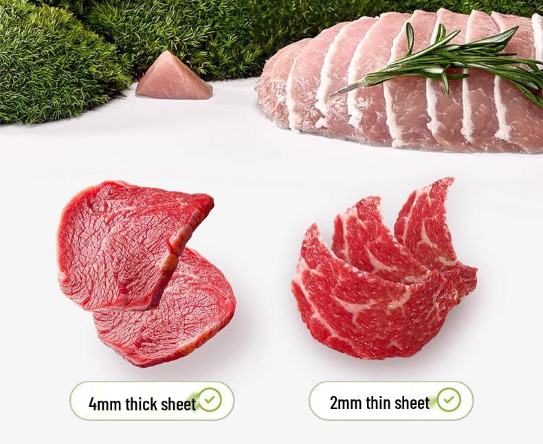 Multifunctional Stainless Steel Vegetable & Meat Slicer: Quickly Cuts Meat, Cubes, and Shreds.