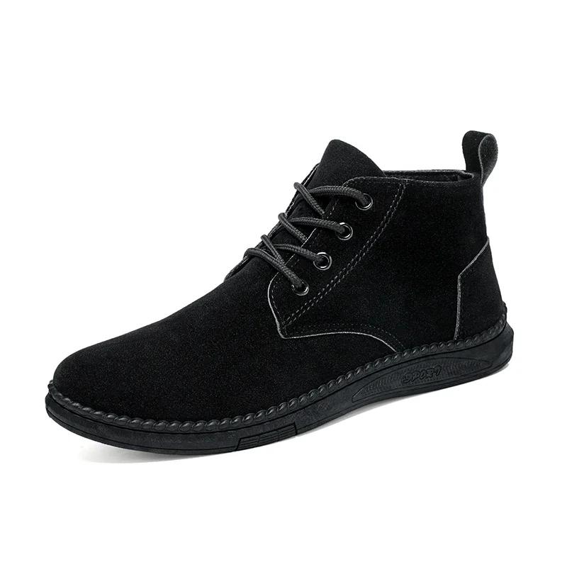 Men s Formal Shoes Autumn Casual Short Boots Walking New Style 2026 Men s Chelsea Boots Suede Green Flat Bottom Loafers Walking 39 чёрный