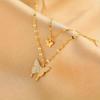 1 Double Layer Butterfly Necklace Alloy Pendant Collarbone Chain Perfect Gift for Girlfriend, Women's Unique Lightweight Versatile Fashion Design Suit