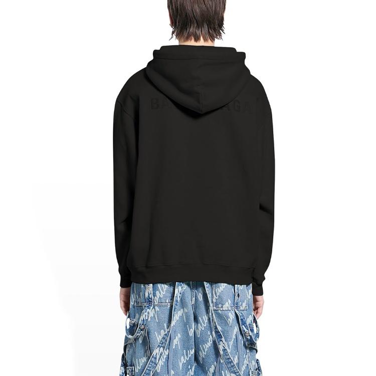 Balenciaga Logo Hoodie Medium Fit 'Washed Black' Men's 600583TLVB81146