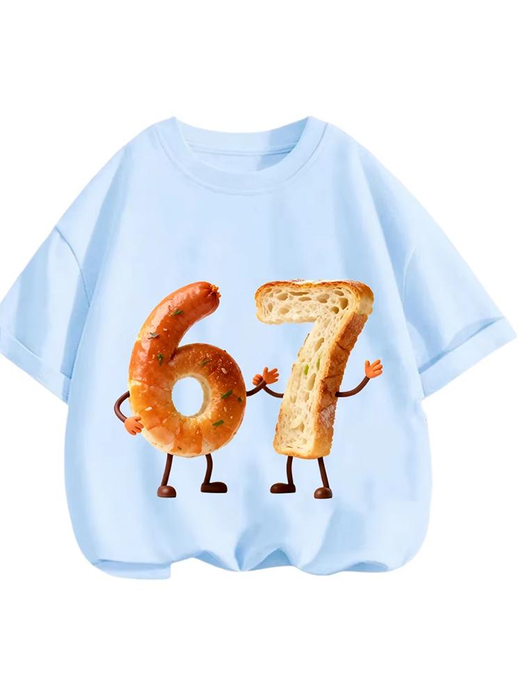 Kids 67 Themed Colorful Print TShirt Soft Cotton Fabric Breathable and Comfortable Ideal for Toddlers and Childrendf0326