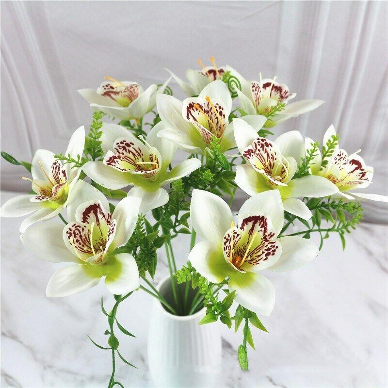 Fake Floral Plants Wedding Artificial Silk Orchid Flowers Party Home Decor 10pcs