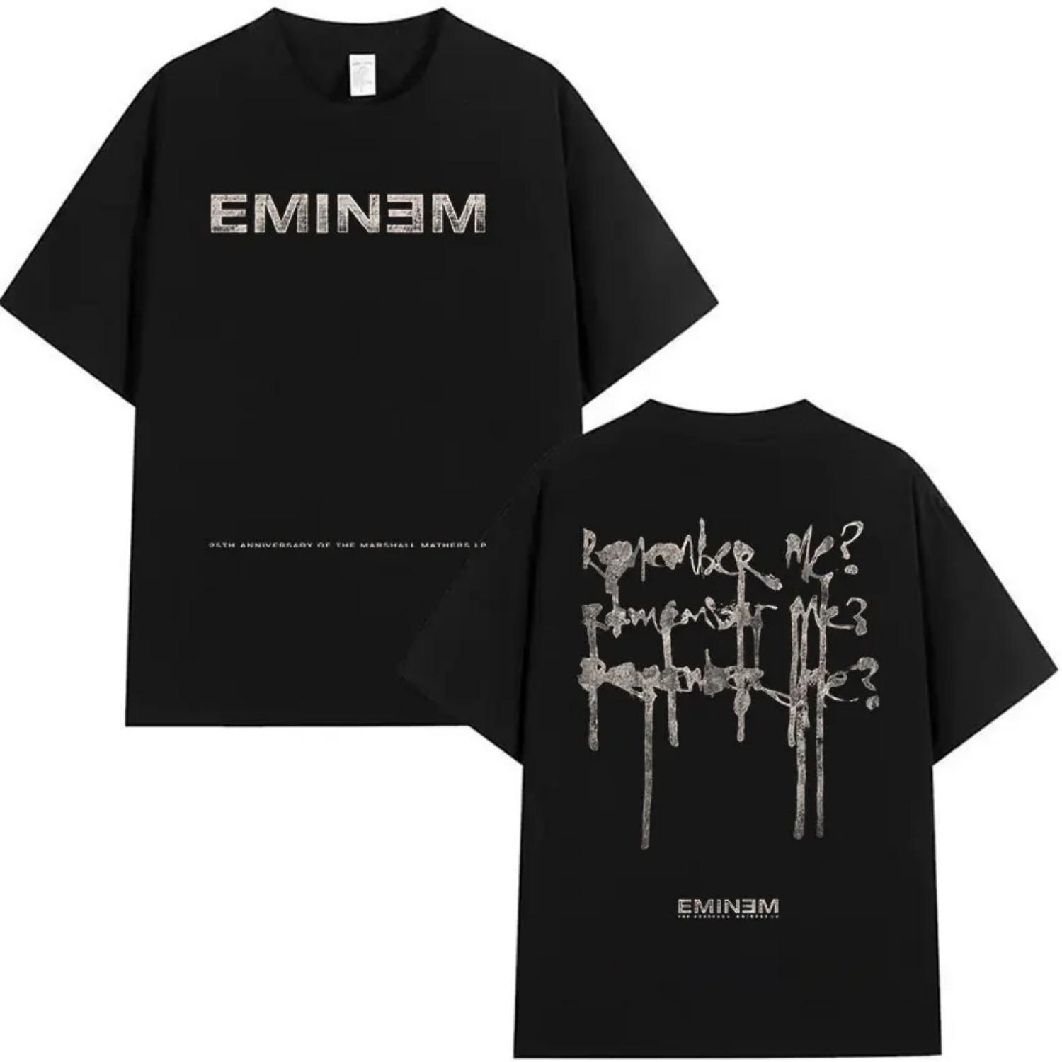 

Rapper Eminem Remember Me 2026 Merch T-Shirt Men s Vintage High Quality Fashion Y2K Top Hip Hop Clothing Short Sleeve T-shirt S чёрный