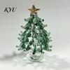 Colorful Glass Tree Art Glazed Christmas Ornament with Star Topper, Party Table Decor Art, Faux Crystal Tabletop for Home Office Holiday Centerpiece
