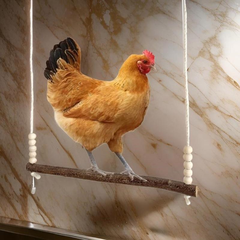 Bird Climird Climbing Beads Perch Parrot Cage Toy Swing with Hooks Hanging Chew Toy for Rooster Hen Playing