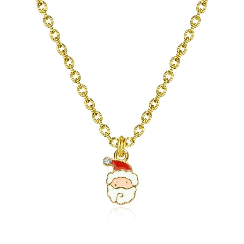 A52E Christmas Celebration Reindeer Pendant Necklace Lightweight Copper Craft