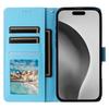 For iPhone 16 Pro Max Case Lacquered Marble Pattern Card Slots Wallet Leather Phone Cover