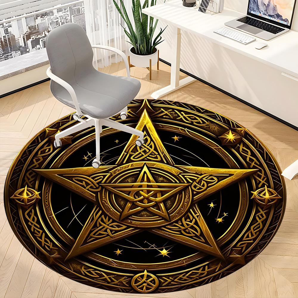1pc Star Circle Office Round Area Rug, Under Office Chairs Bedroom Living Room Home Decor, Room Deco, Available in Various Sizes