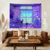 80S Vaporwave Style City Night Street Cat Cartoon Tapestry Wall Hanging Decoration Household Home Decor