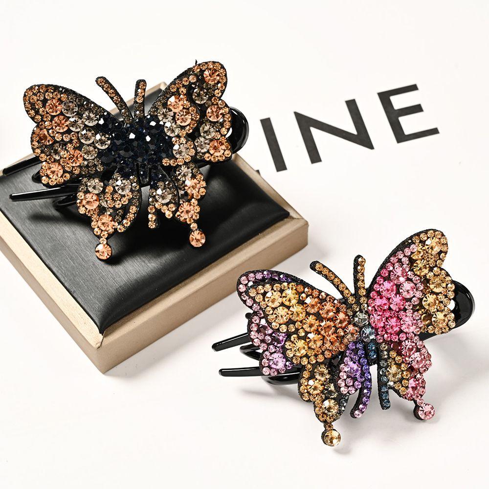 Rhinestone Colorful Butterfly Hair Accessories Duckbill Clip Korean Style Hair Clip Women Hair Claw