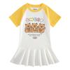 Sommer Cartoon Raglan Colorblock Kleid: Süßes Mädchen-Kleid mit Faltenrock und Rüschen