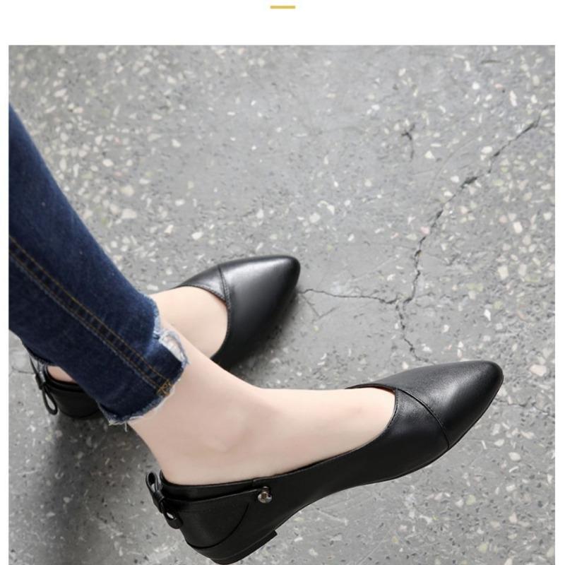 Leather soft sole spring and summer single shoes women's flat shoes new summer women's shoes versatile shallow mouth pointed small leather shoes