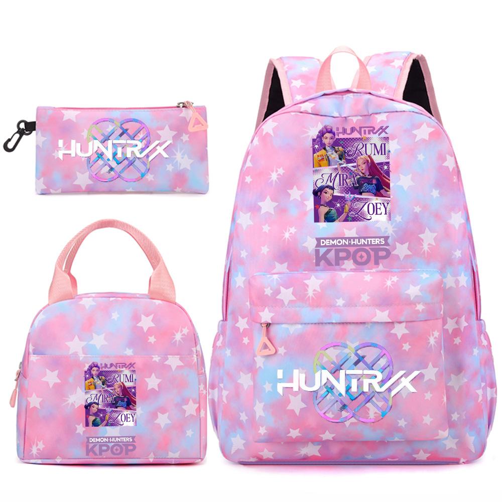 Set 3 piese/set Anime Desene animate Kpop Imprimate Rucsac Geantă de mână Etui pentru creioane pentru Adolescent Student Fată Băiat Ghiozdan Copil Ghiozdan Capacitate Mare Geantă de călătorie Cadou