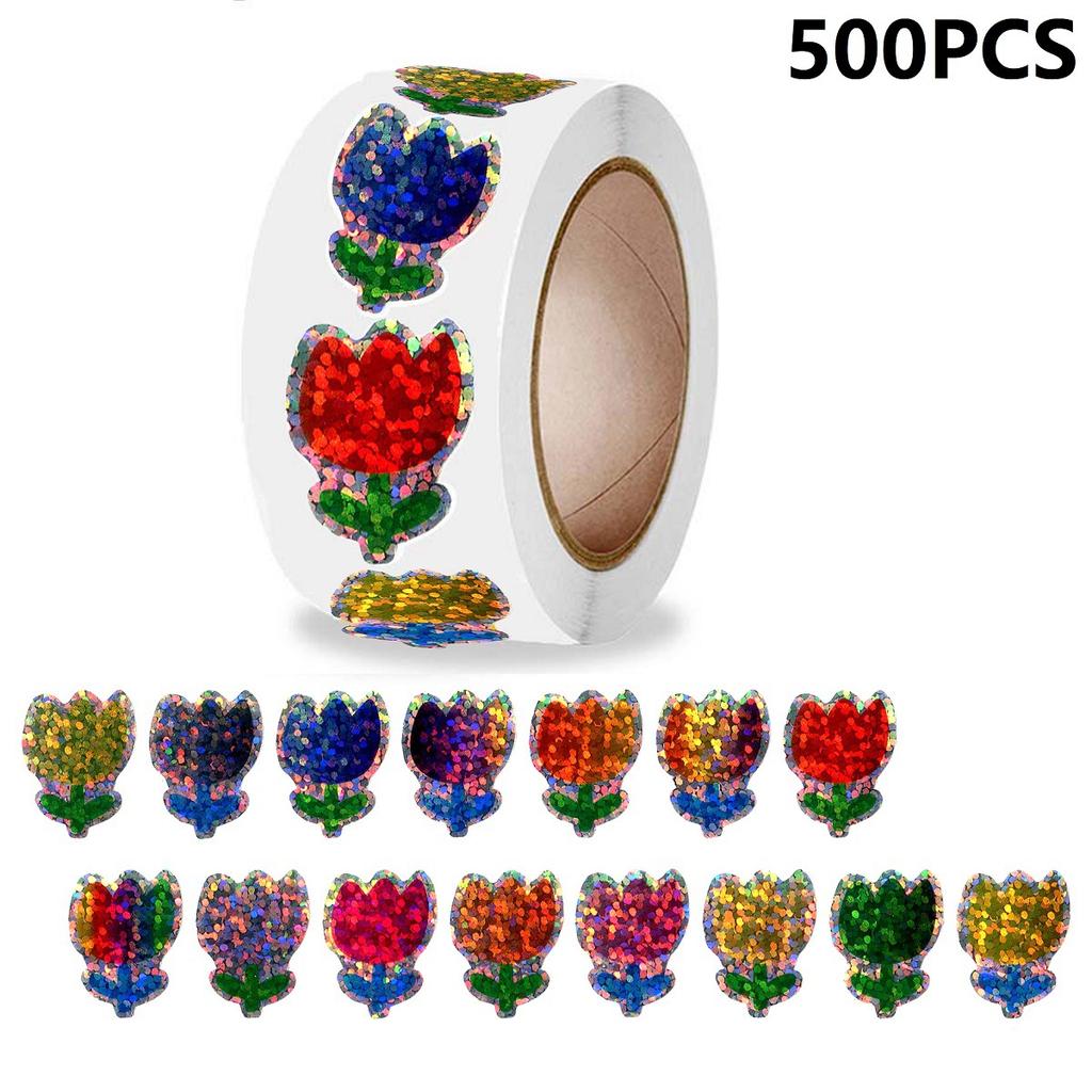 500PCS, Roll Up, Little Red Flower Reward Stickers, for Elementary School Students, Teachers, Cartoon, Cute Little Red Flower Stickers