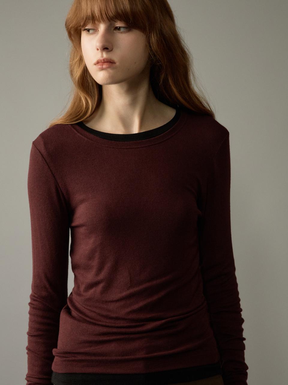 Nowood Wool Tencel Round Tee (Wine) Free