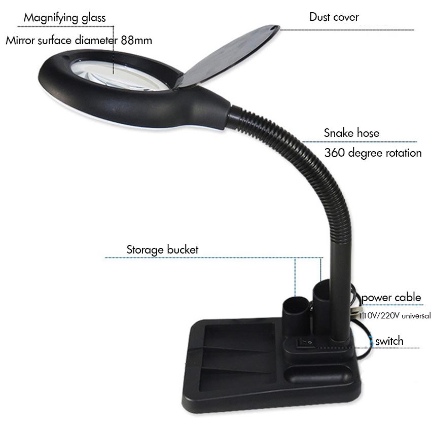 Flexible Lupe 5x 10x Tisch & Schreibtisch-Lupe Energiesparende LED Ultra Helles Licht Elektronik-Reparaturwerkzeug