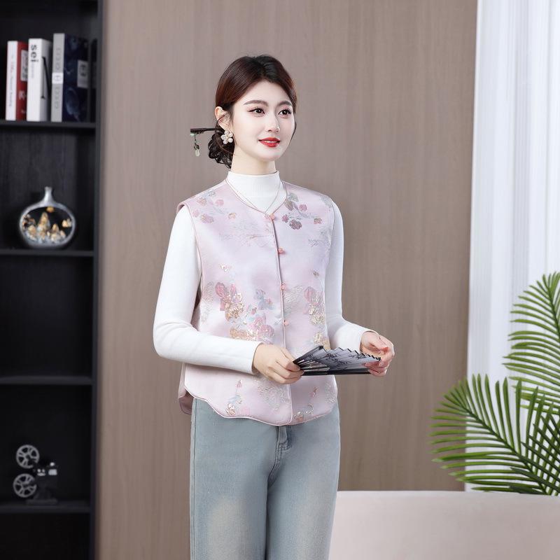 

2026 Spring Chinese Style Women s Loose Retro Sleeveless Vest 5XL рожевий