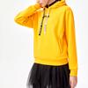 Fila Fusion Letter Print Loose Sports Color Block Drawstring Hooded Pullover Vintage American Sweatshirt Women Sweatshirt Gold Orange T11W141204F-YE