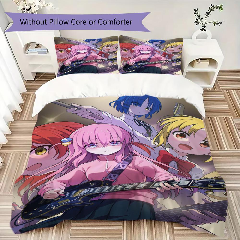 Bocchi Pattern Bedding,Quilt Set Quilt Cover Pillowcase Home Birthday Gift (1*duvet cover+2*pillowcase,without core)DSJT0925088