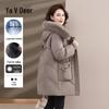 Yalu Women's Hooded Fox Fur Collar Mid-Length Down Jacket