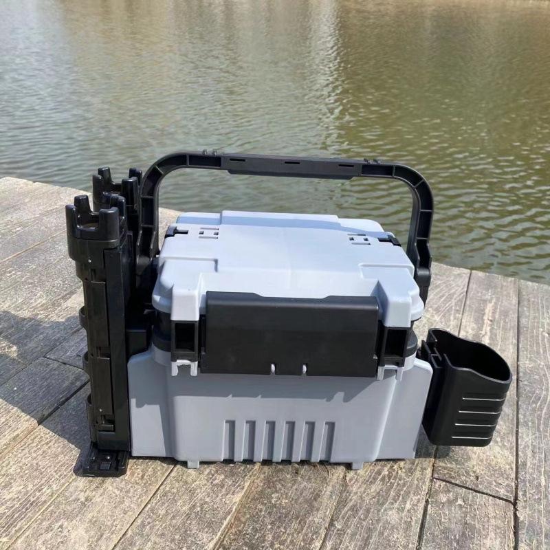 Multifunctional Fishing Tackle Box with Rod Holder - Large Capacity for Outdoor Use