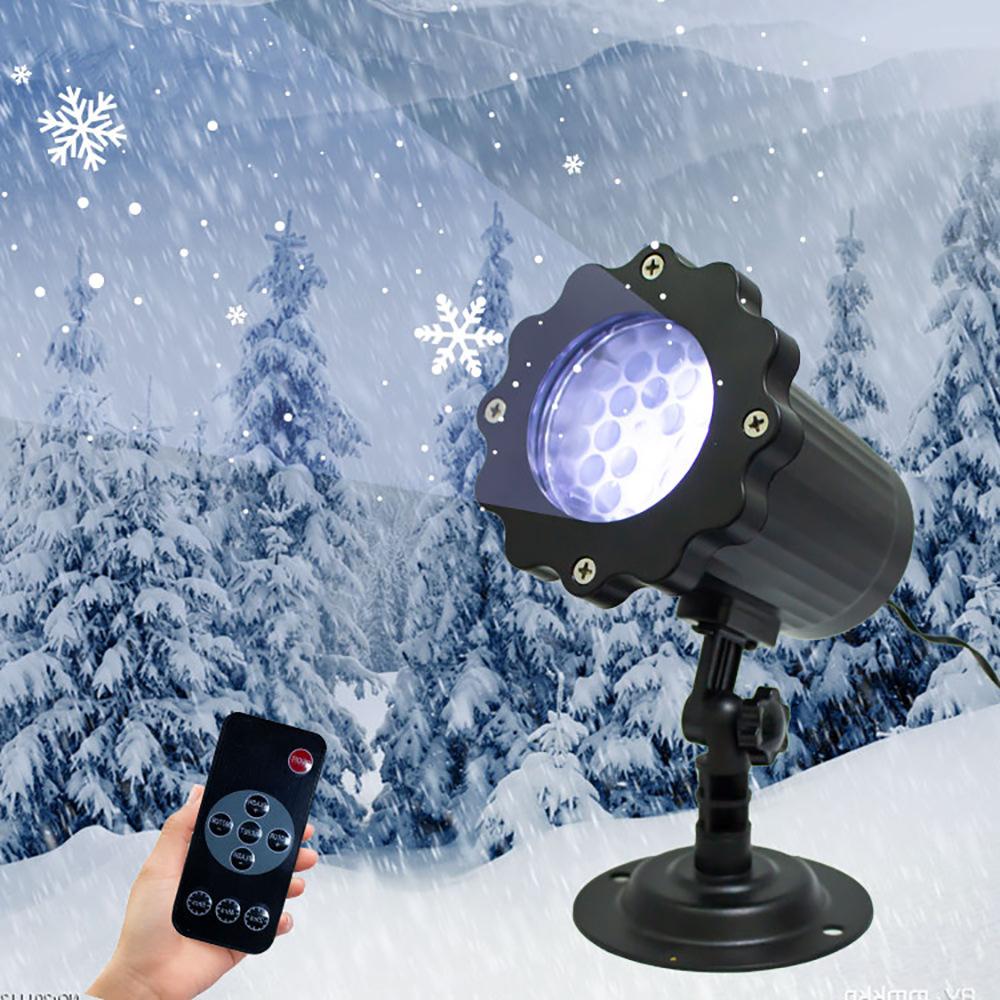 Snowflake Led Projector Light with Remote Control Outdoor Lawn Garden Christmas Stage Decoration Projection Pattern Blizzard Lamp