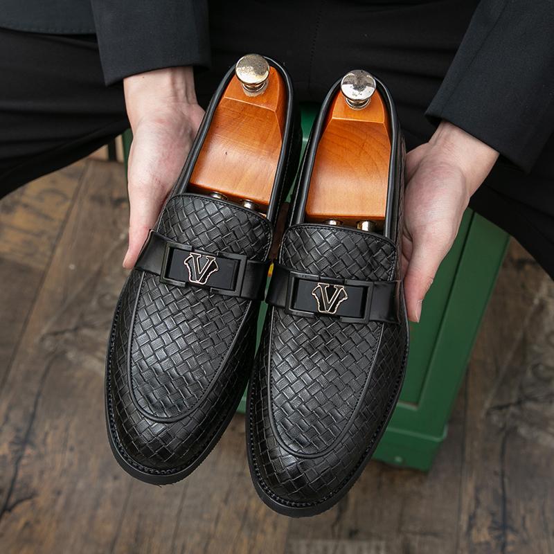 Men Business Casual Loafers Slip-On Dress Shoes Comfortable Leather Office Shoes Gentlemen Formal Non-Slip Penny Driving Shoes