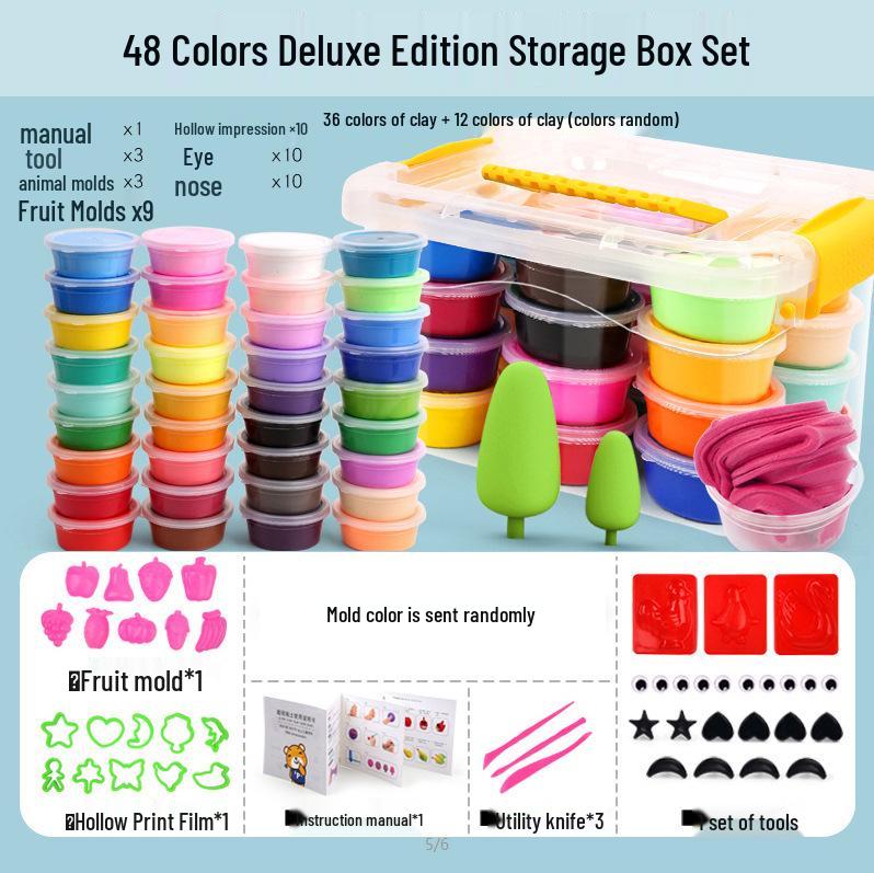 24-Color Non-Toxic Ultra-Light Handmade Clay Set for Kids - DIY Play Dough and Craft Kit