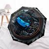 Parapluie motif automobile, design portable et pliable, 8 baleines, un accessoire décontracté pour Halloween, Noël et les cadeaux d'anniversaire.