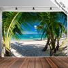 2D Tropical Beach Tapestry Palm Tree Ocean Wall Hanging, Large Size Wall Decor for Bedroom
