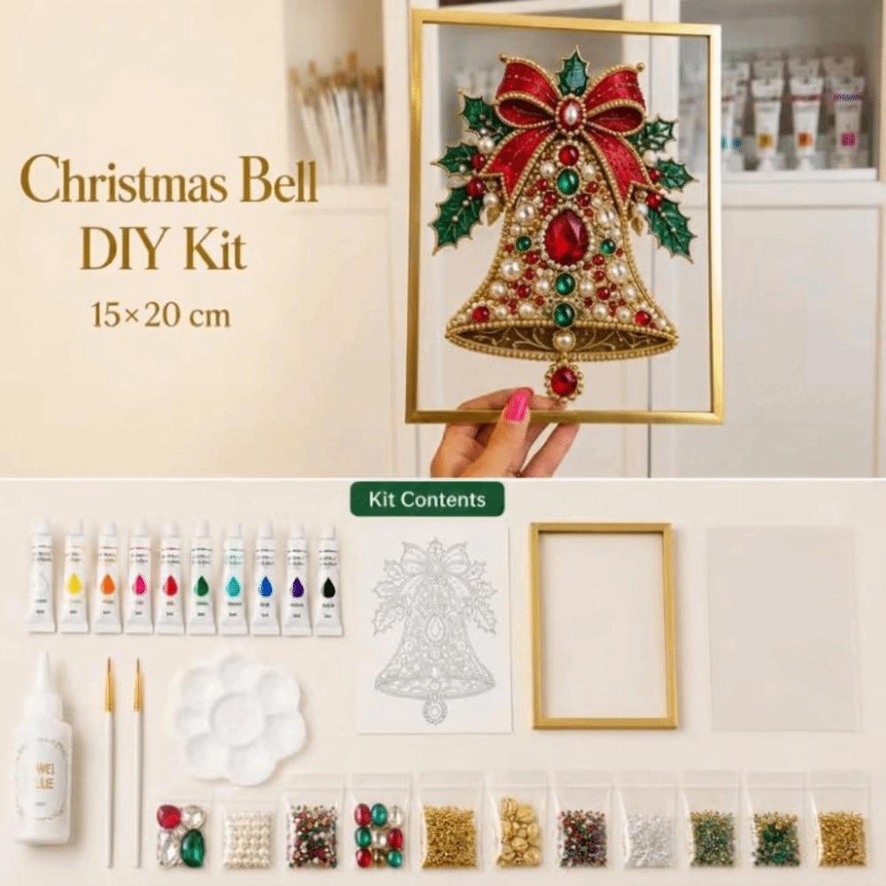 DIY Jeweled Christmas Tree Art Kit 20*15cm Exquisite Pearl Painting Art Fun with Frame Gem Painting Kit Christmas Present