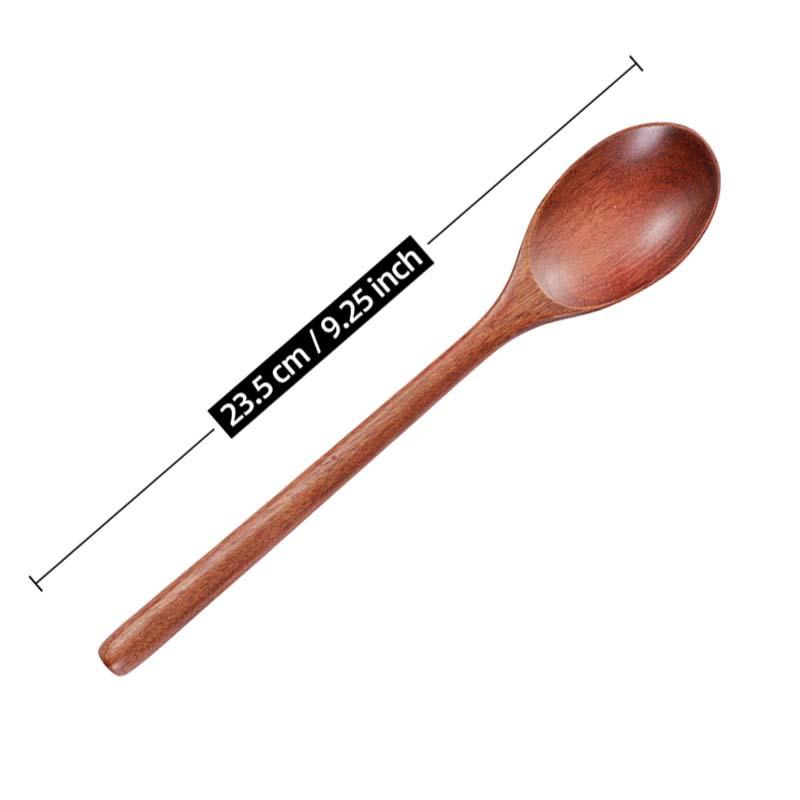2pcs Wood Spoon - Long-Handled 23.5cm/9.25  Rustic Spoon Suitable, Camping, Baking - Multipurpose Ladle, Stirring, Dessert Spoon