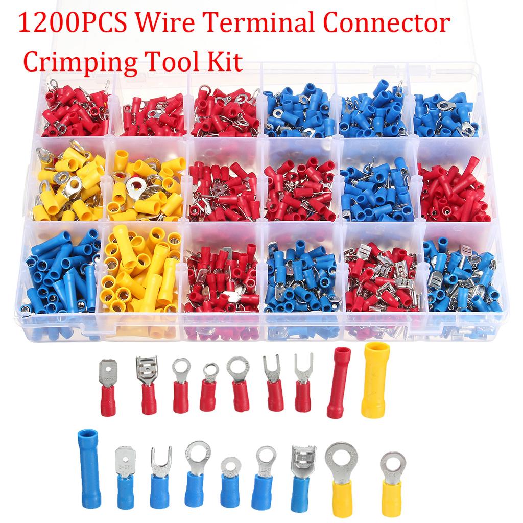 Set of 1200 X Assorted Insulated Electrical Wire Terminal Crimp Connectors Spade