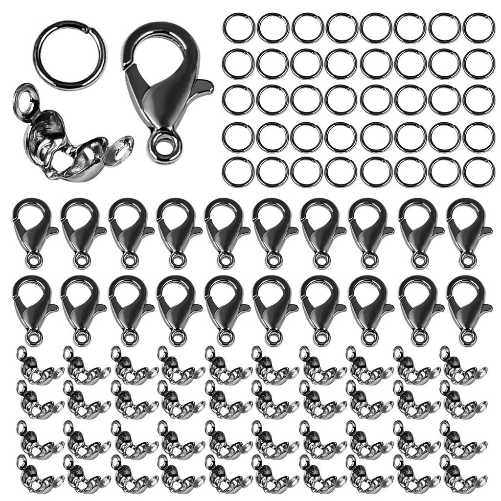 100pcs/Lot Metal Lobster Clasps Set Lobster Clasp Open Jump Rings For Bracelet Necklace Connectors Jewelry Making DIY Wholesale