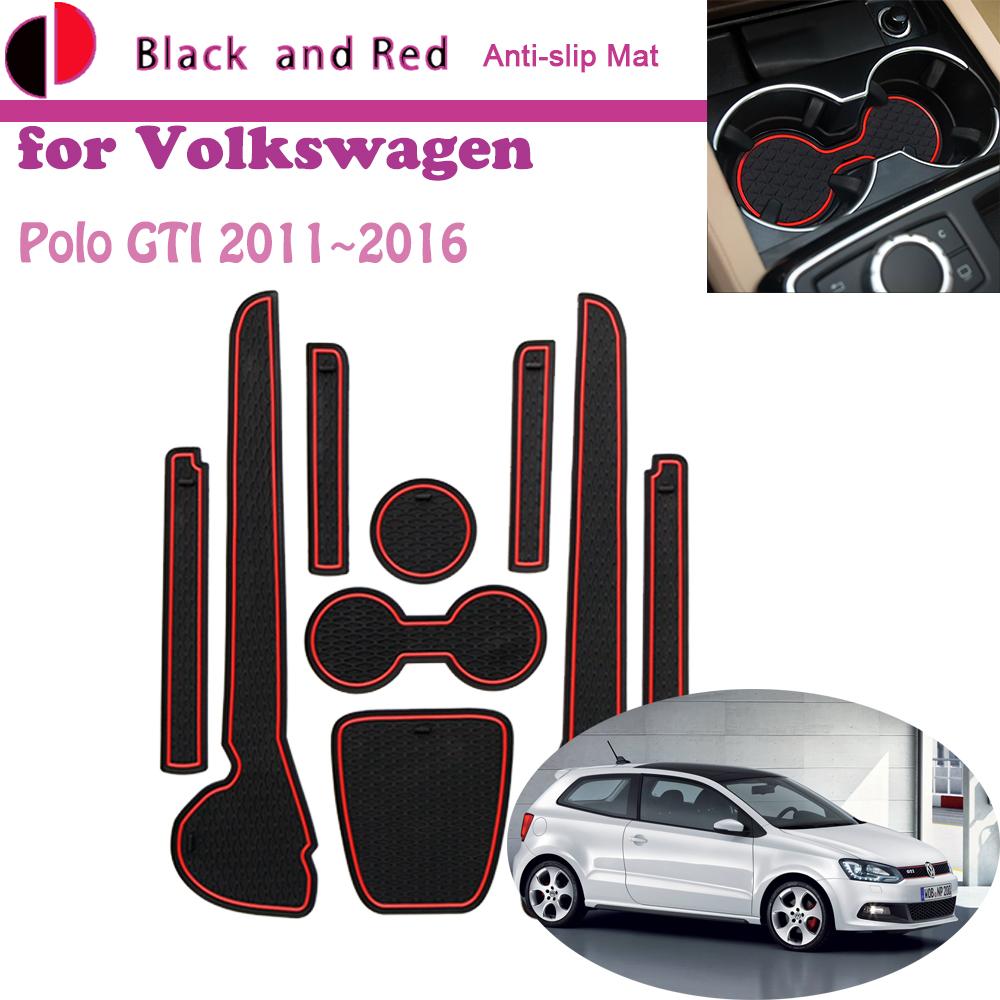 

Резиновый коврик с дверной канавкой для Volkswagen VW Mk5 Polo GTI 2011 ~ 2016, подушка для чашки, слот для хранения ворот, подставка, пыленепроницаемая наклейка